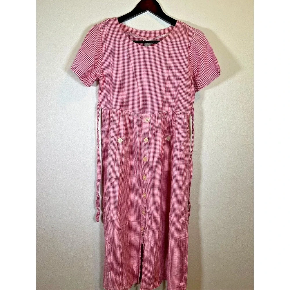 Prairie Costume Dress Red Gingham Farm Girl Dorothy Farm Theater Wardrobe Cotton - Picture 2 of 15